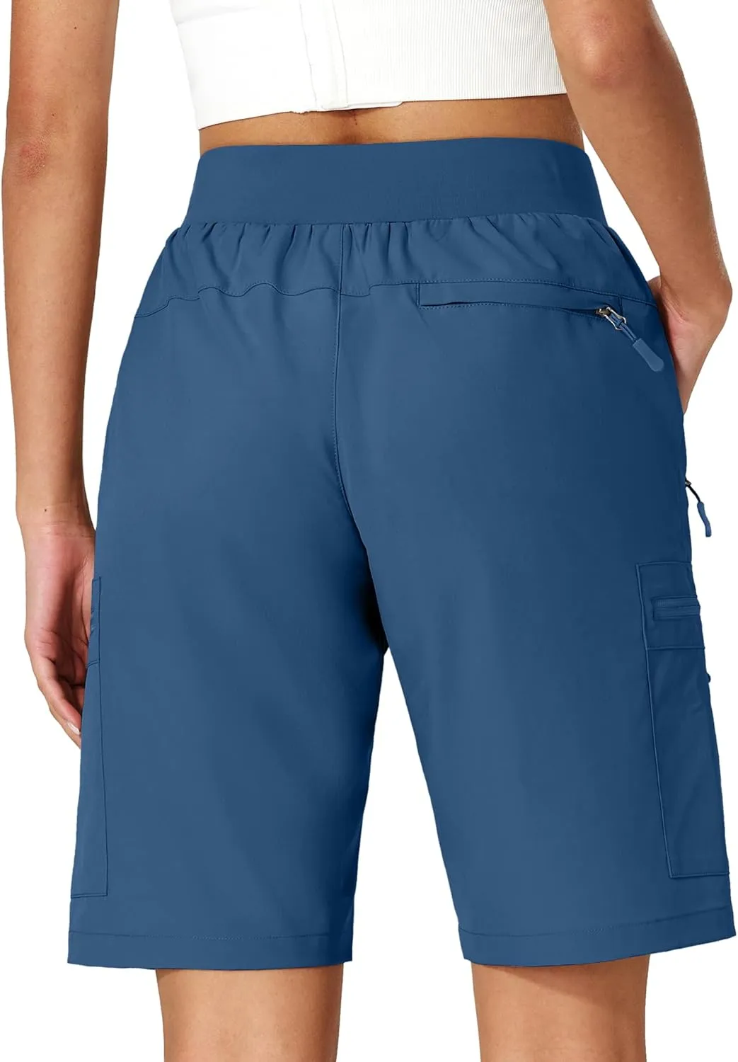 Ksmien Women's Hiking Cargo Shorts Quick Dry Lightweight Summer Shorts with Zipper Pockets for Travel Golf Camping