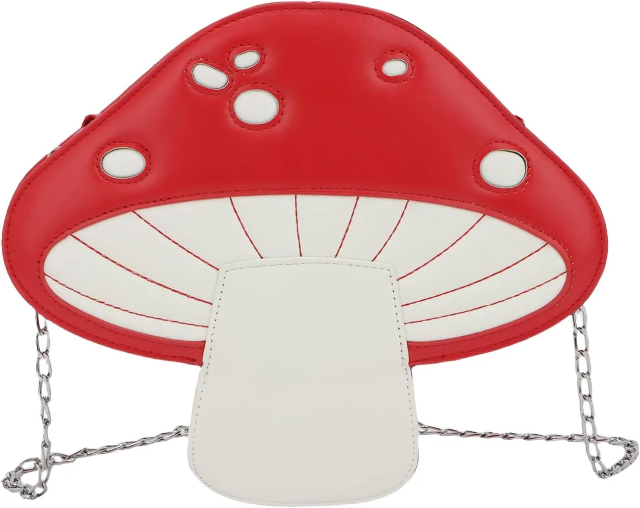 KUANG! Cute Mushroom Shape PU Leather Shoulder Crossbody Bag Chain Satchel Purse
