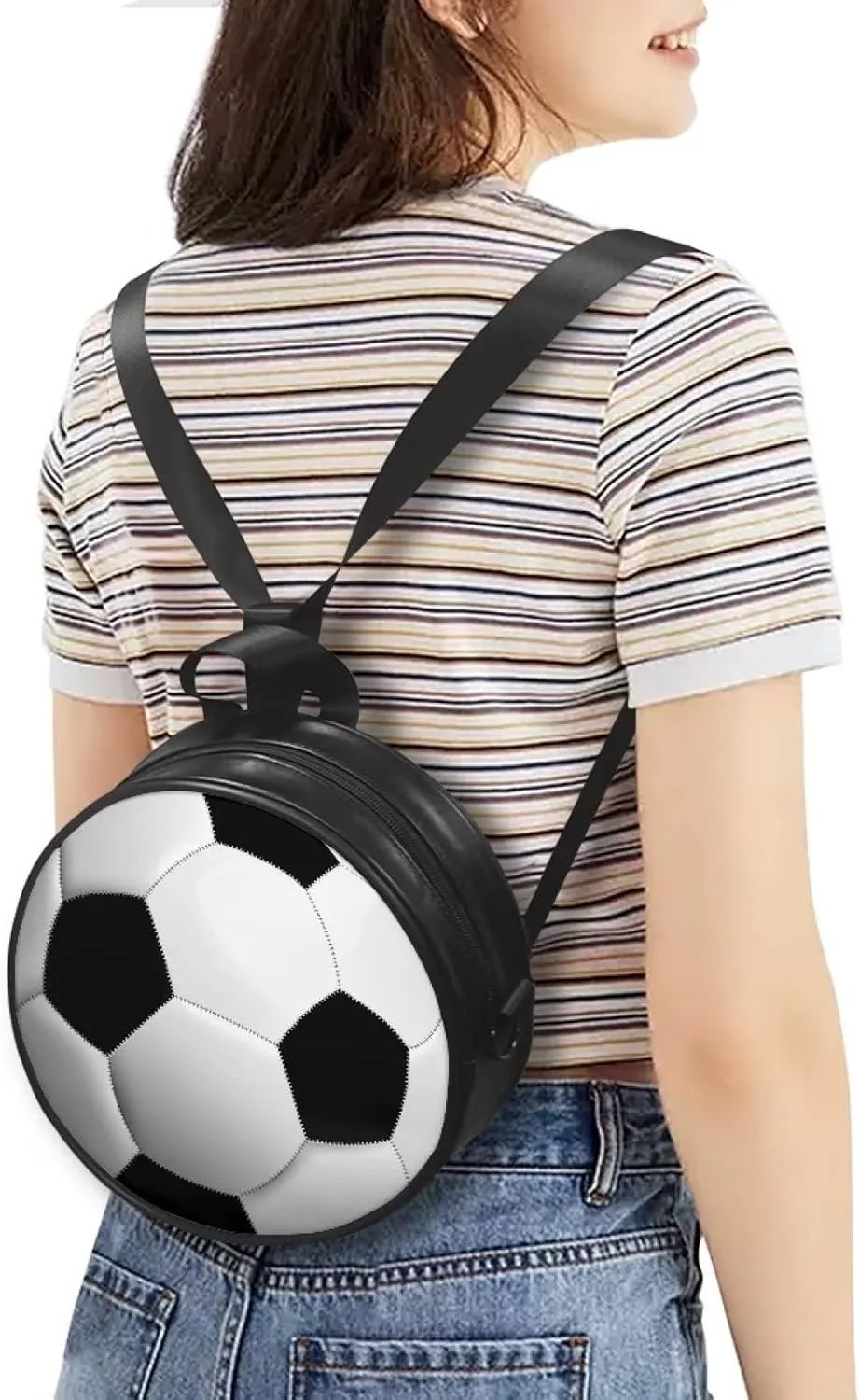 Kuiaobaty Sport Style Round Purse Women Men Casual Shoulder Tote Crossbody Handbag Adjustable Shoulder Satchel