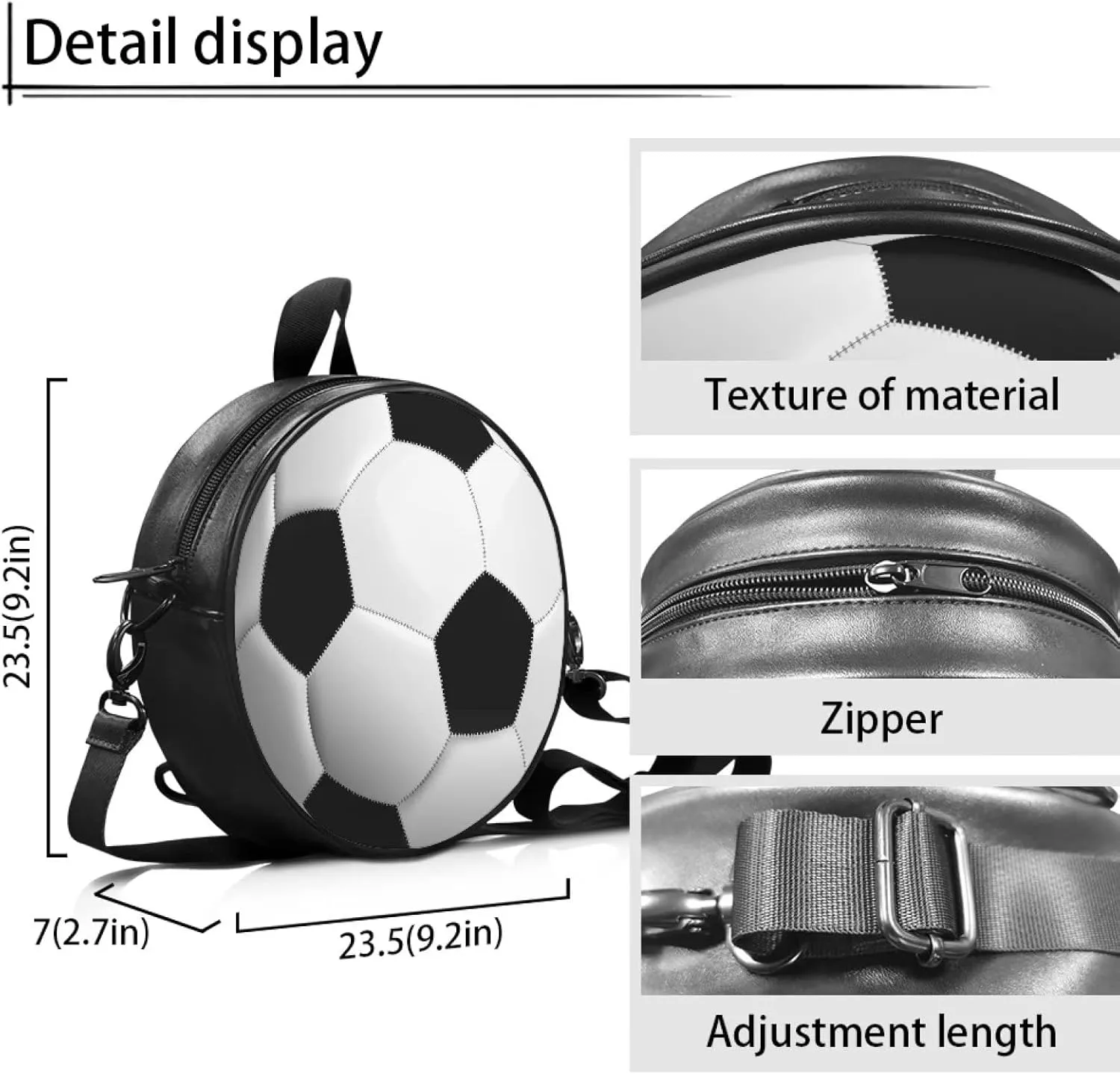Kuiaobaty Sport Style Round Purse Women Men Casual Shoulder Tote Crossbody Handbag Adjustable Shoulder Satchel