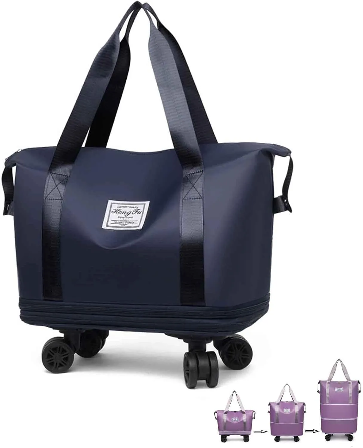 Kulken Travel Bag with Wheels, 2025 Expandable Waterproof Large Capacity Travel Bag with Removable Universal Wheel (Blue)