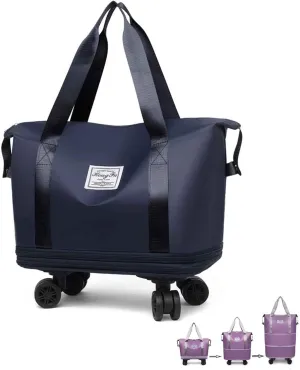 Kulken Travel Bag with Wheels, 2025 Expandable Waterproof Large Capacity Travel Bag with Removable Universal Wheel (Blue)