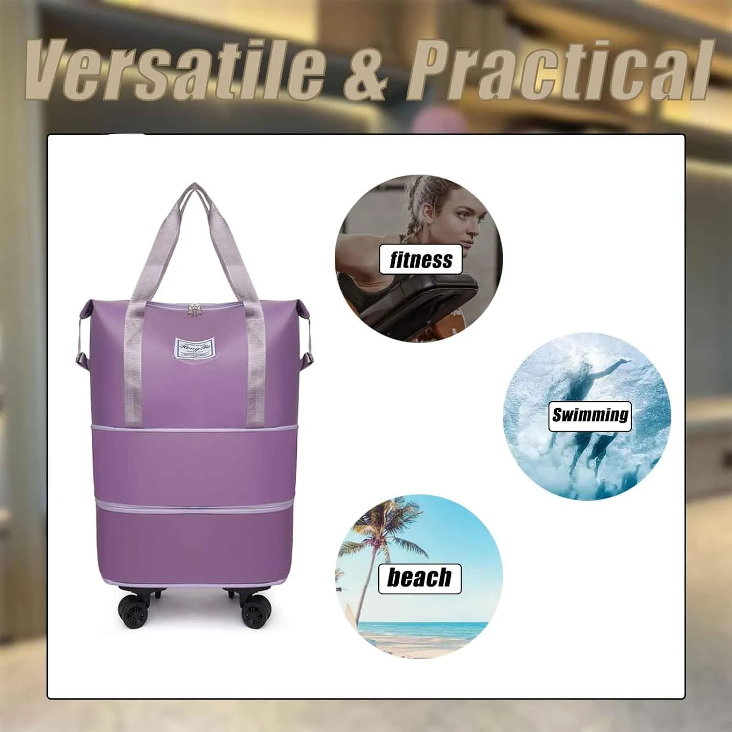 Kulken Travel Bag with Wheels, 2025 Expandable Waterproof Large Capacity Travel Bag with Removable Universal Wheel (Blue)