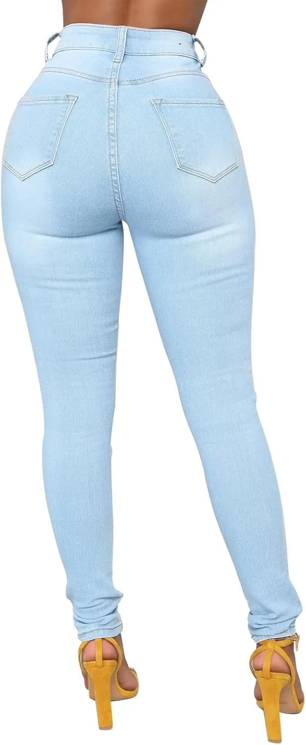 KUNMI Womens Classic High Waisted Skinny Stretch Butt Lifting Jeans Slim Fit Denim Pants