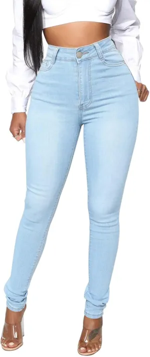 KUNMI Womens Classic High Waisted Skinny Stretch Butt Lifting Jeans Slim Fit Denim Pants
