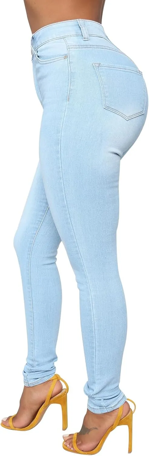 KUNMI Womens Classic High Waisted Skinny Stretch Butt Lifting Jeans Slim Fit Denim Pants