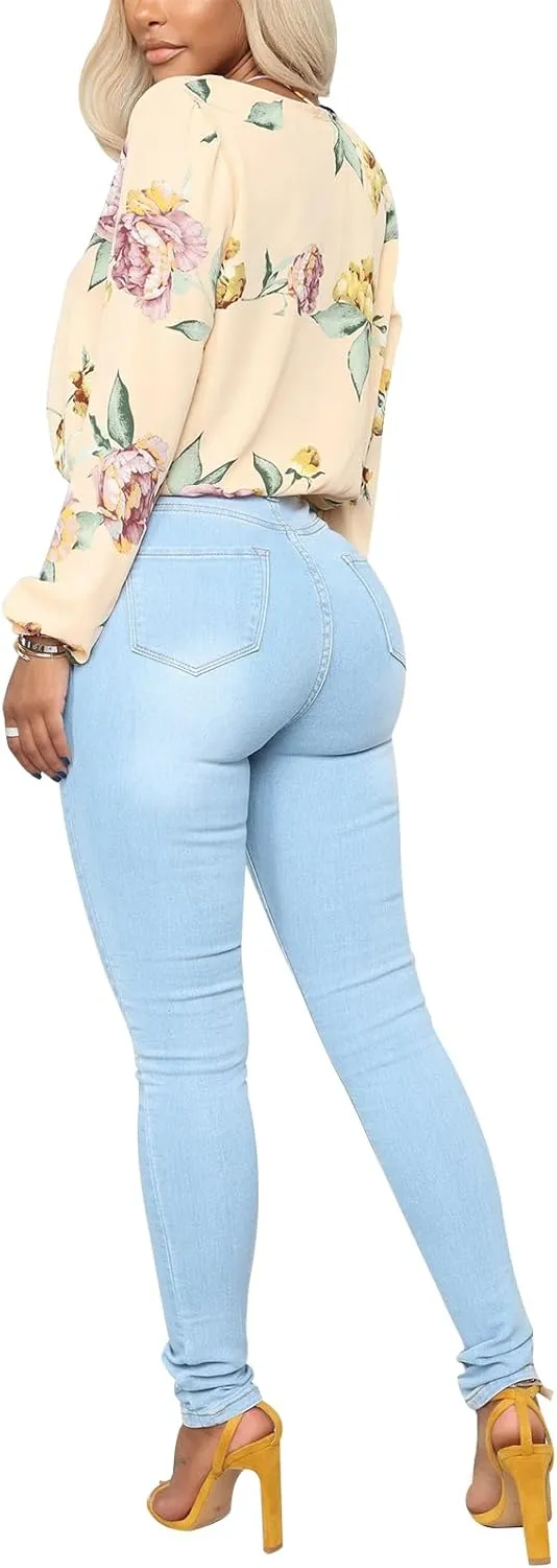 KUNMI Womens Classic High Waisted Skinny Stretch Butt Lifting Jeans Slim Fit Denim Pants