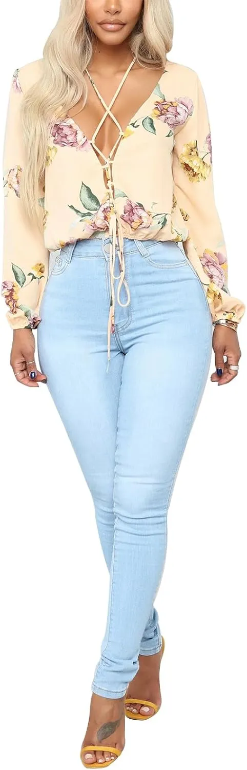 KUNMI Womens Classic High Waisted Skinny Stretch Butt Lifting Jeans Slim Fit Denim Pants