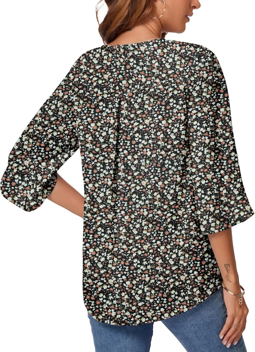 KUOTAI Womens Summer Tops Dressy Casual Shirts 3/4 Sleeve Work Blouse Business Casual Shirts