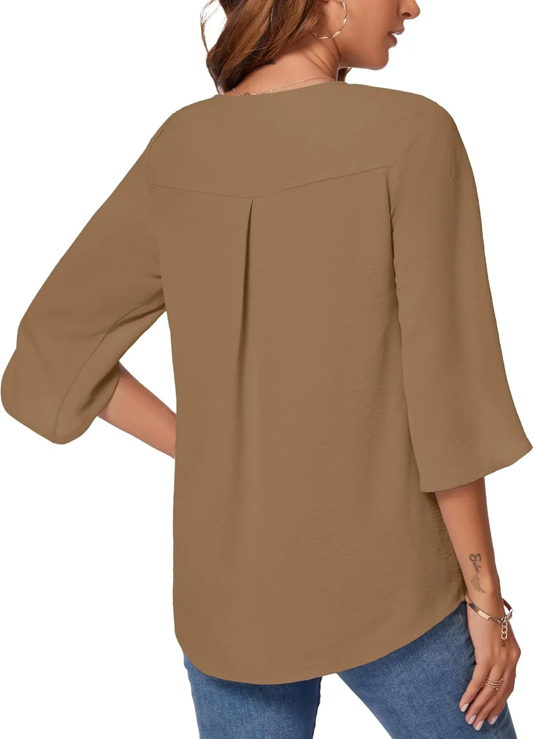 KUOTAI Womens Summer Tops Dressy Casual Shirts 3/4 Sleeve Work Blouse Business Casual Shirts
