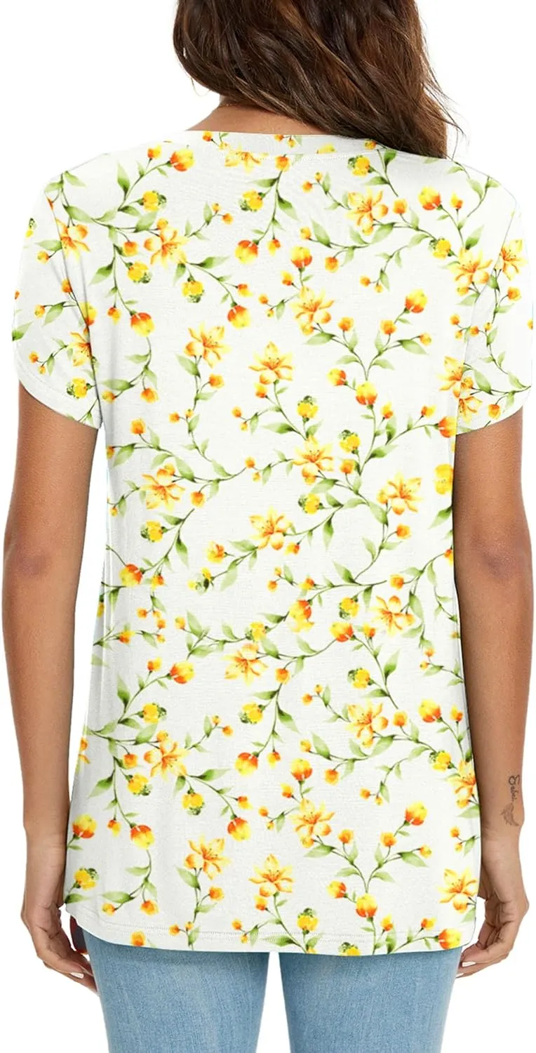 KUOTAI Womens Tops Summer Casual T Shirts V Neck Petal Sleeve Blouses Shirts