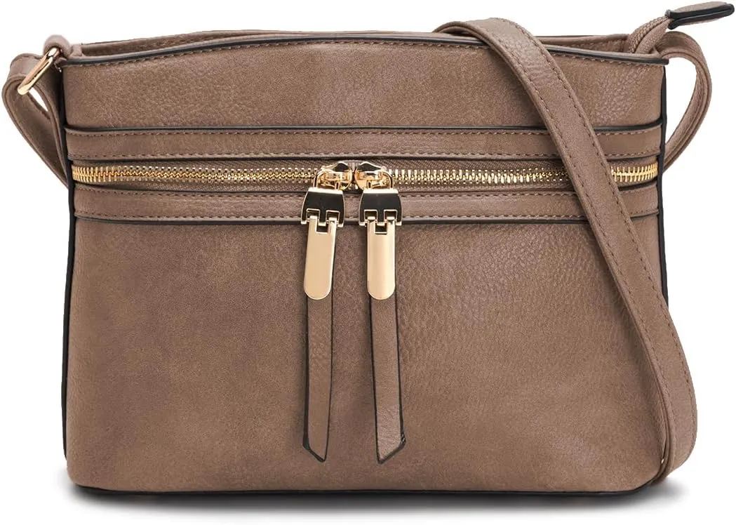 LA TERRE Zipper Pocket Crossbody Bags, Lightweight Medium Crossbody Purses Women's Shoulder Handbags