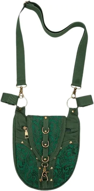 Lace Belt Pouch Renaissance Women, Steampunk Fashion Waist Pack Cotton Waist Bag Bag, Shoulder Bag, Crossbody Bag (Green)