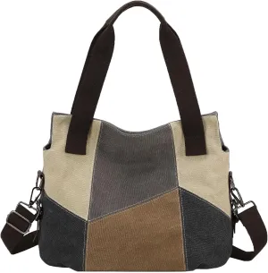 LAKE OF FIRE Women's Canvas Handbags Tote Purse for Work,Medium Casual Multi Pocket Crossbody Tote Bag with Shoulder Strap
