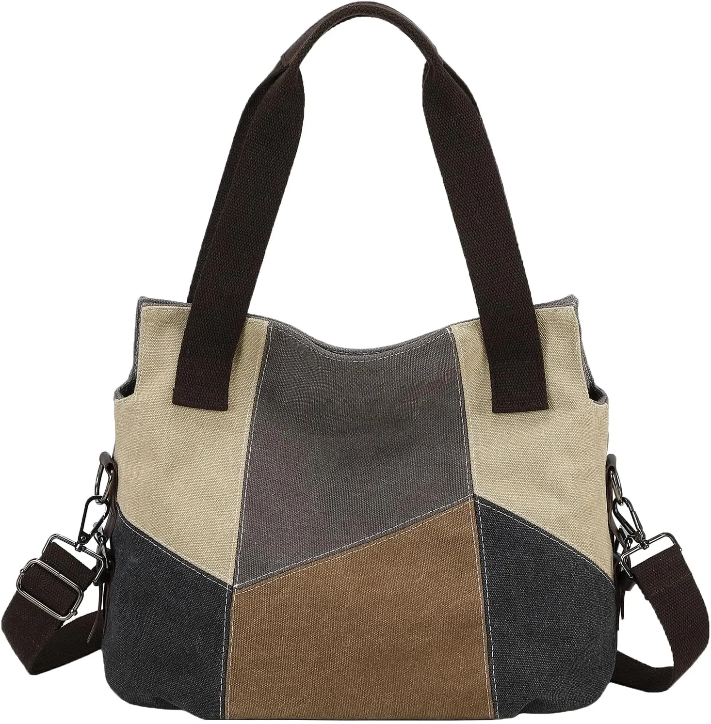 LAKE OF FIRE Women's Canvas Handbags Tote Purse for Work,Medium Casual Multi Pocket Crossbody Tote Bag with Shoulder Strap