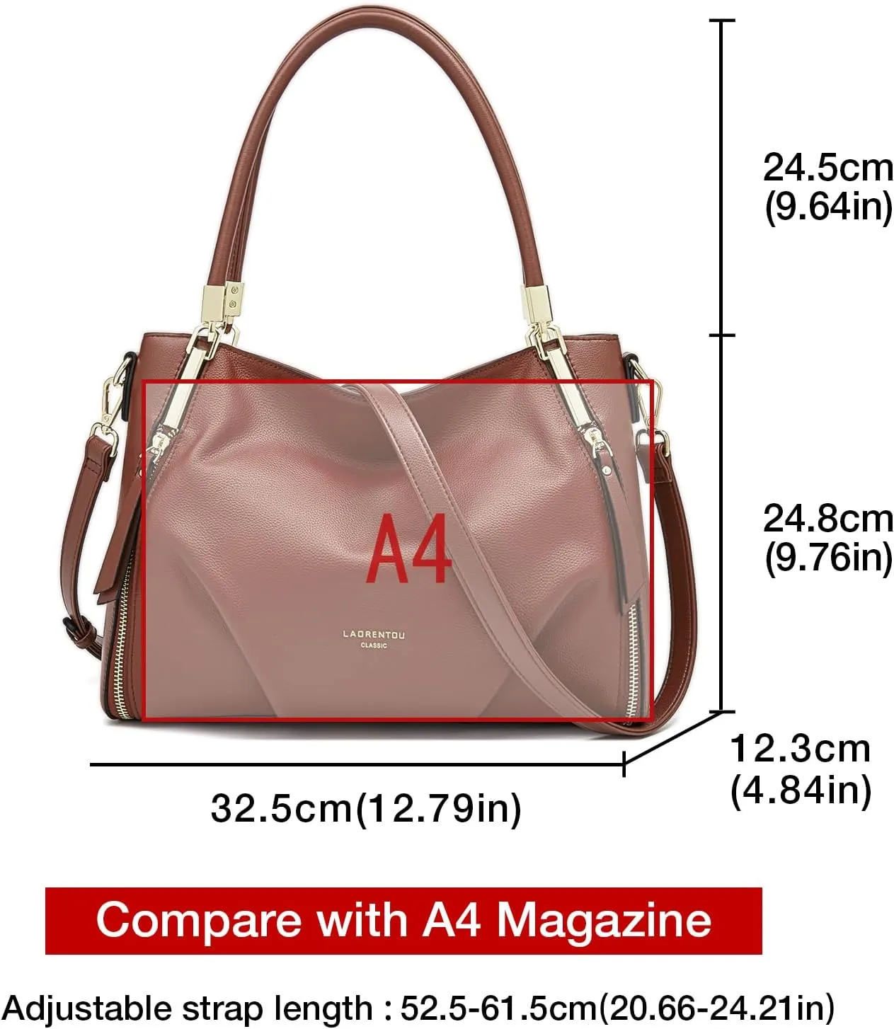 LAORENTOU Women Crossbody Handbags Cow Leather Satchel Handbags for Women Top-handle Shoulder Tote Purses