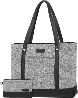 Laptop Tote Bag for Women, Water Resistant Canvas Womens Work Tote Bag, Large Capacity Shoulder Bag Fits 15.6 inches Laptop