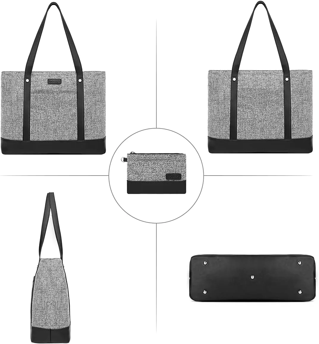 Laptop Tote Bag for Women, Water Resistant Canvas Womens Work Tote Bag, Large Capacity Shoulder Bag Fits 15.6 inches Laptop