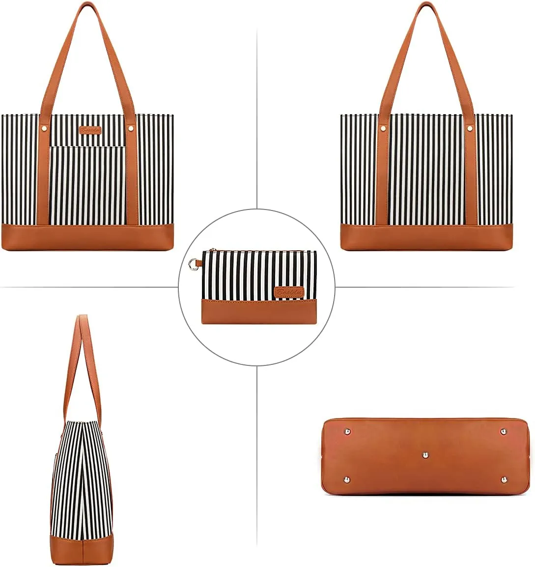 Laptop Tote Bag for Women, Water Resistant Canvas Womens Work Tote Bag, Large Capacity Shoulder Bag Fits 15.6 inches Laptop