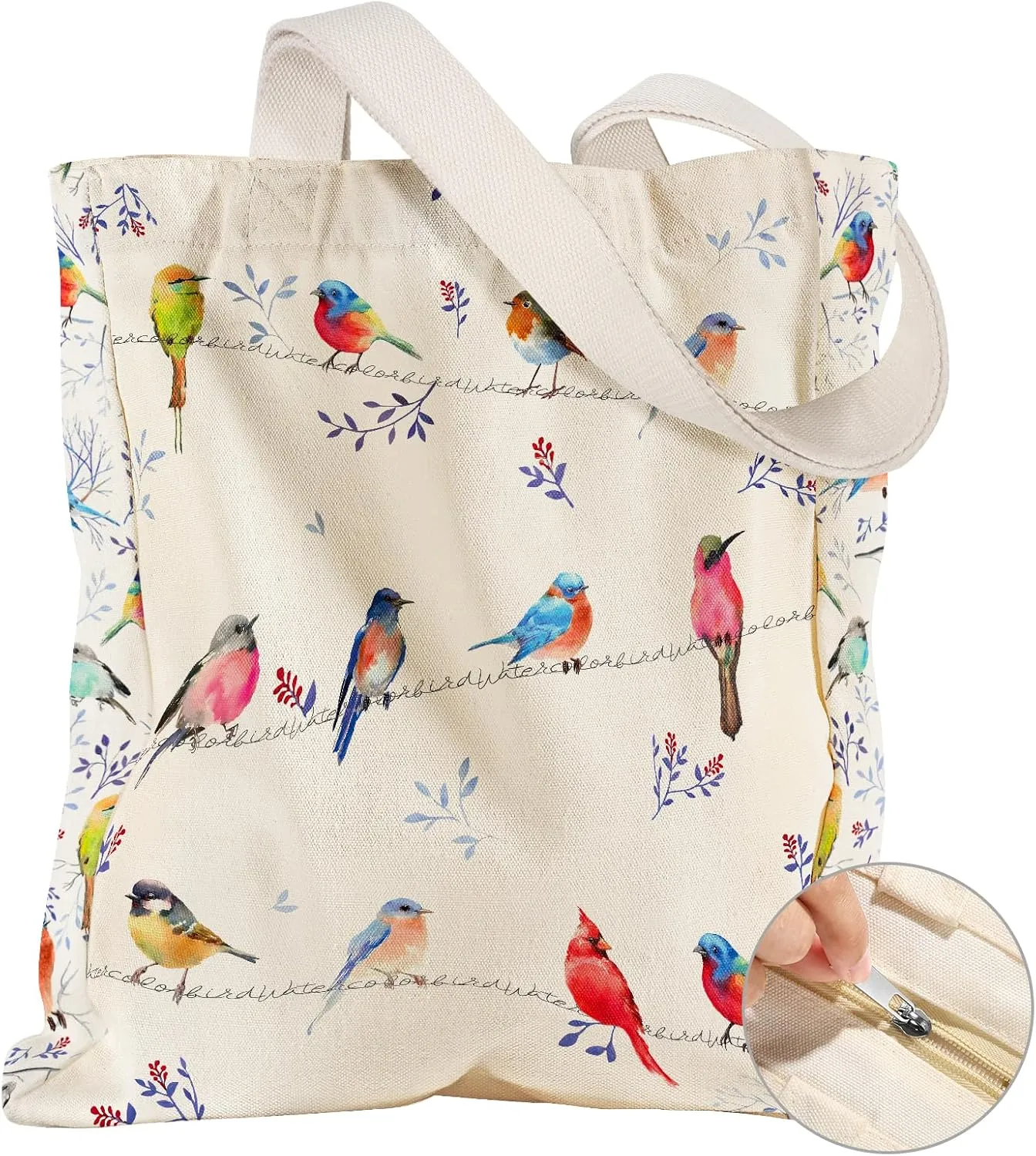 Large Canvas Tote Bag for Women - with Zipper and Inner Pocket Aesthetic Cute Shoulder Bag for Shopping Daily