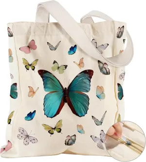 Large Canvas Tote Bag for Women - with Zipper and Inner Pocket Aesthetic Cute Shoulder Bag for Shopping Daily