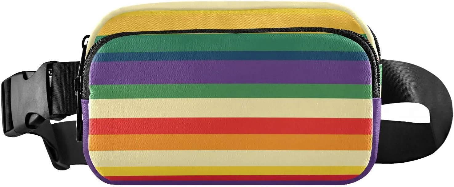 Large Capacity Fanny Pack, Pride Month A Colorful Stripe, Women Men Waist Packs, Crossbody Sport Bags Bum Bag Belt with Adjustable Strap for Travel Running Hiking