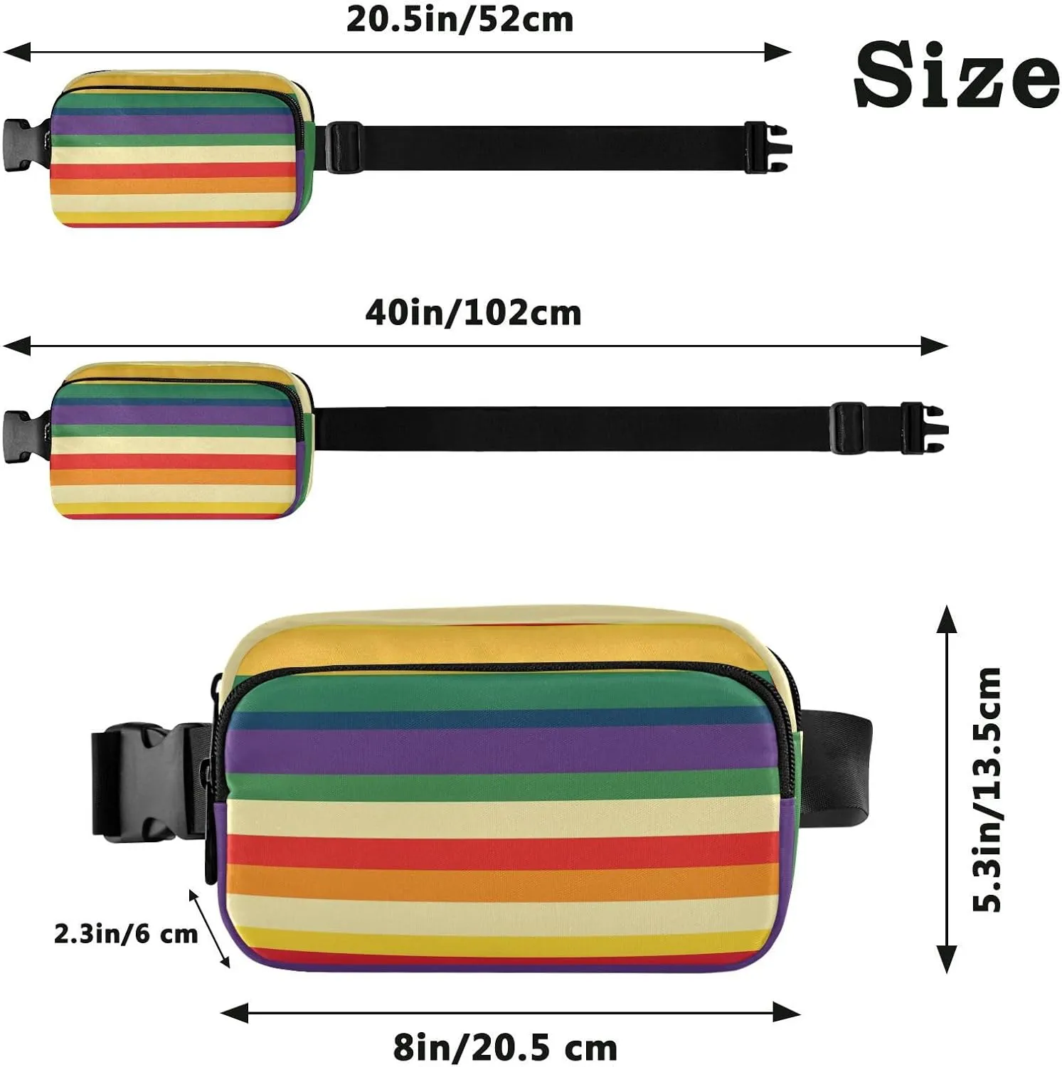 Large Capacity Fanny Pack, Pride Month A Colorful Stripe, Women Men Waist Packs, Crossbody Sport Bags Bum Bag Belt with Adjustable Strap for Travel Running Hiking