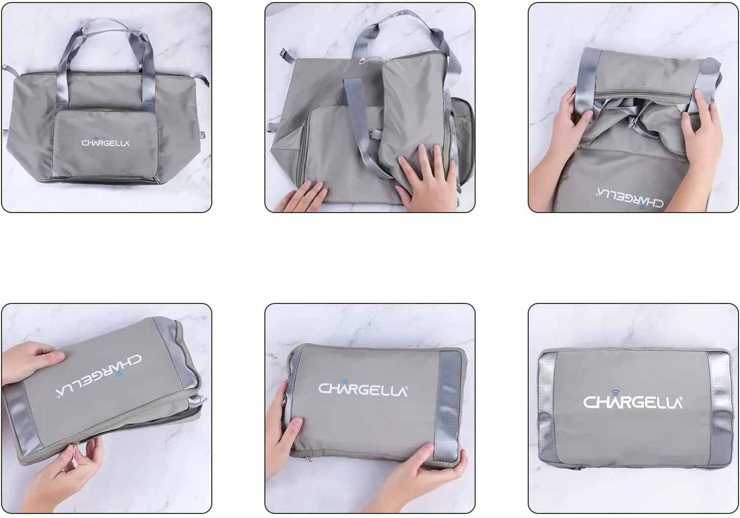 Large Capacity Folding Travel Duffel Bag with Wet Pocket, Waterproof Shoulder Tote Bag for Women with USB Charging Port, Business Work Office Ladies Luggage Hand Bag (Gray)