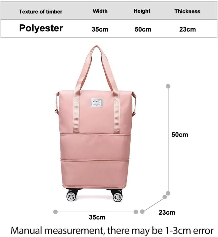 Large Capacity Travel Bag,Universal Wheel Removable,Expandable Foldable Carry On,Large Weekend Bag with Spinner Wheels,Dry Wet Separated Tote Bag with 360 Degrees Silent Universal Wheels