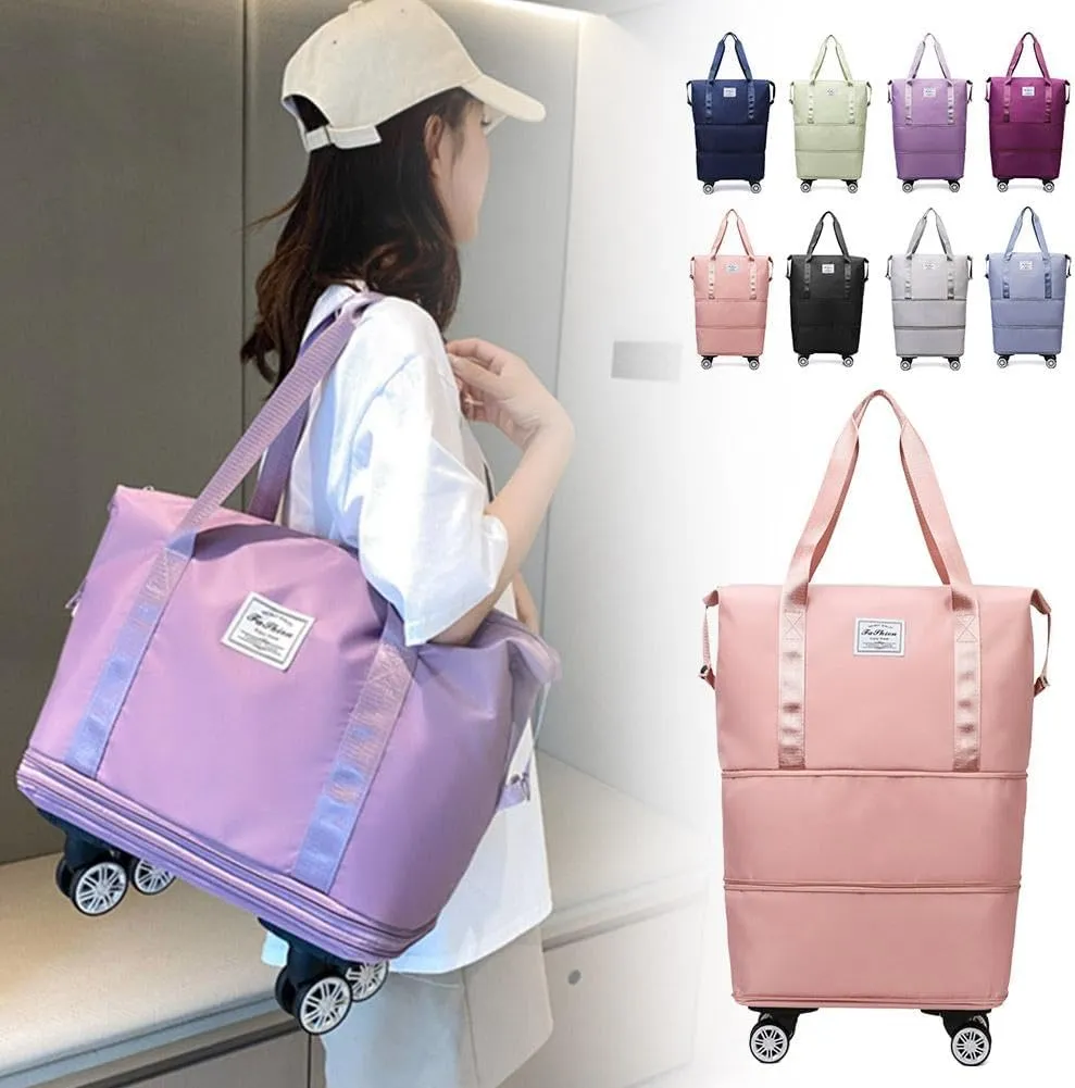 Large Capacity Travel Bag,Universal Wheel Removable,Expandable Foldable Carry On,Large Weekend Bag with Spinner Wheels,Dry Wet Separated Tote Bag with 360 Degrees Silent Universal Wheels