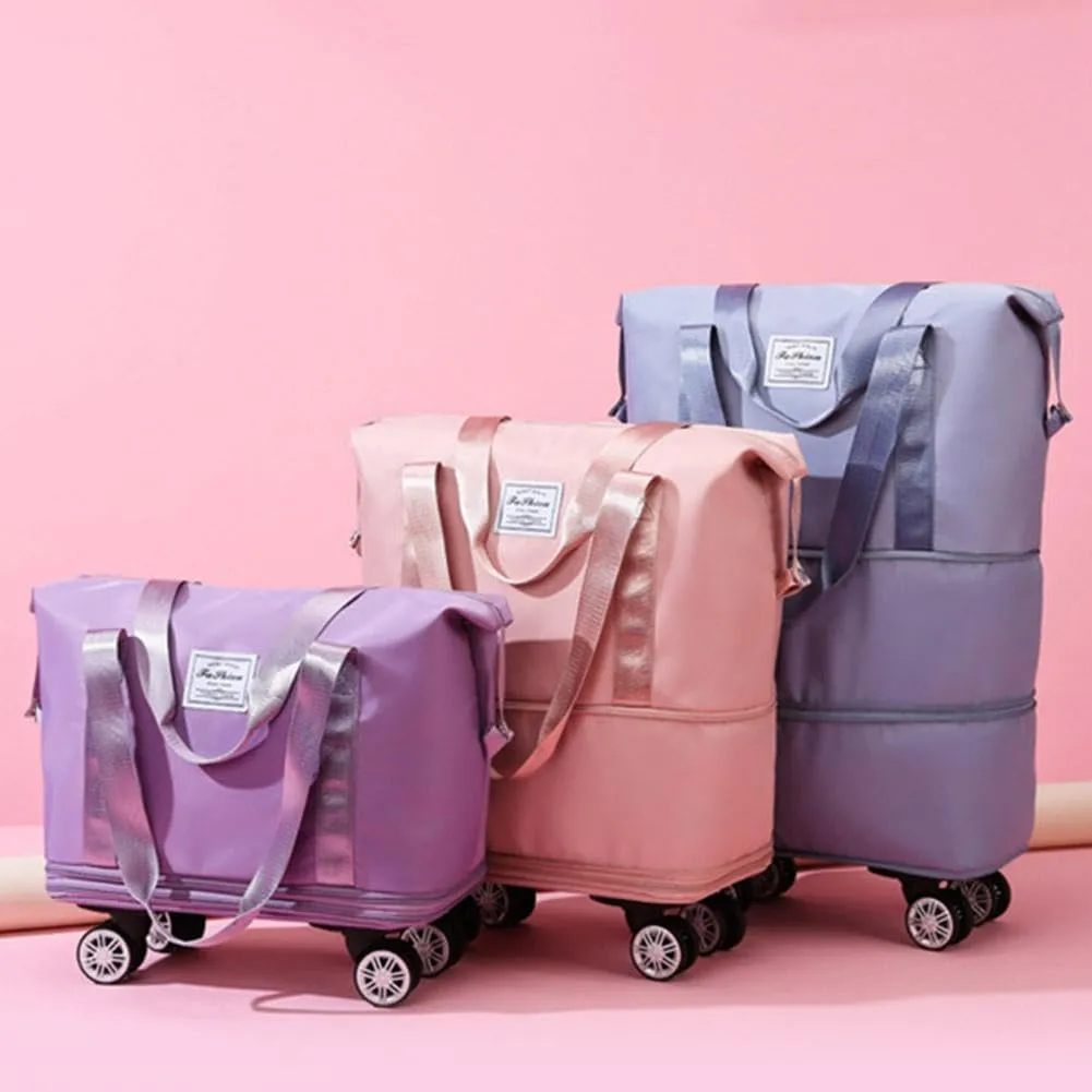 Large Capacity Travel Bag,Universal Wheel Removable,Expandable Foldable Carry On,Large Weekend Bag with Spinner Wheels,Dry Wet Separated Tote Bag with 360 Degrees Silent Universal Wheels