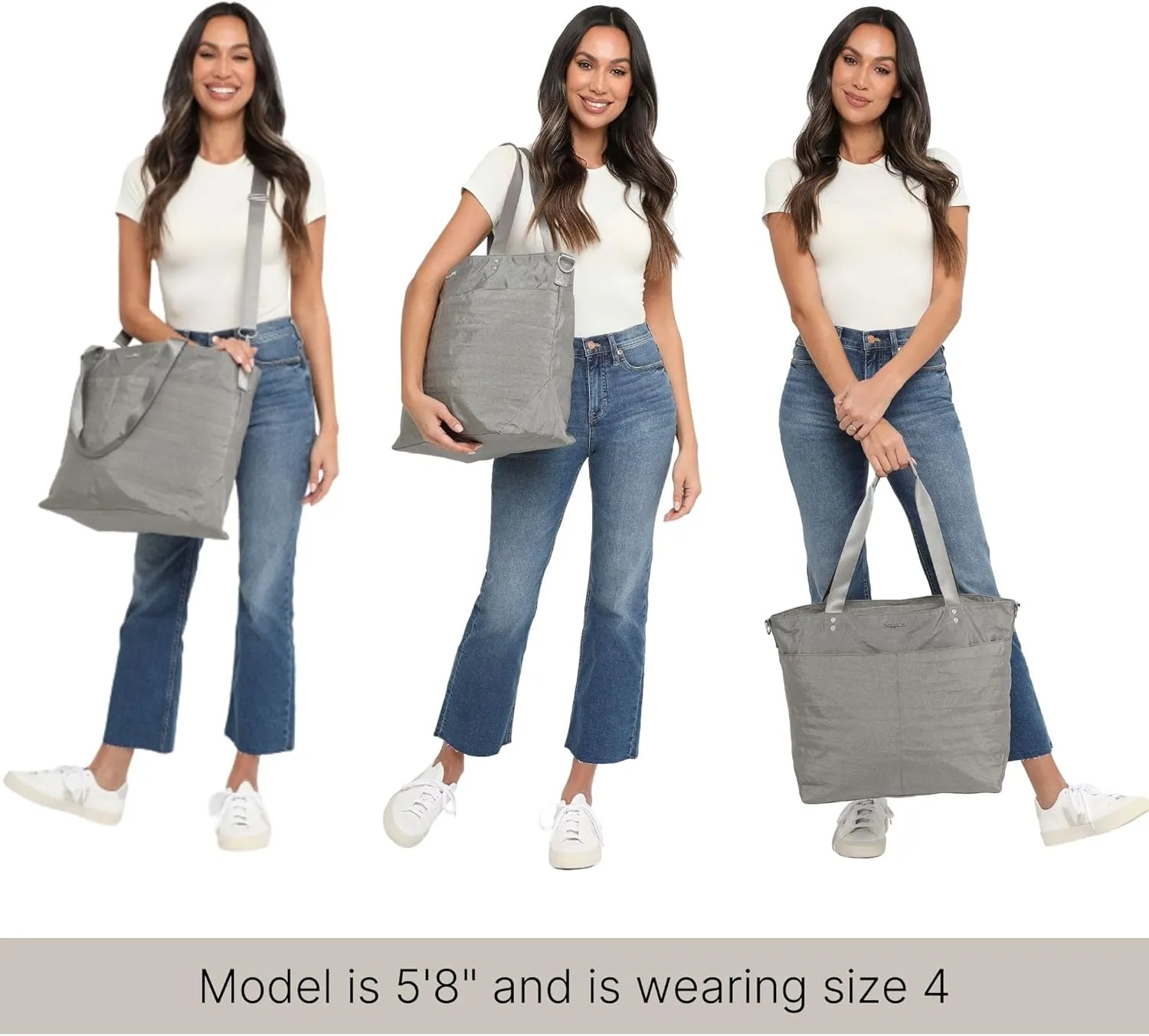 Large Carryall Tote Bag for Women - Lightweight Nylon Zipper Top Weekender Travel Beach Bag Personal Item w/Luggage Sleeve