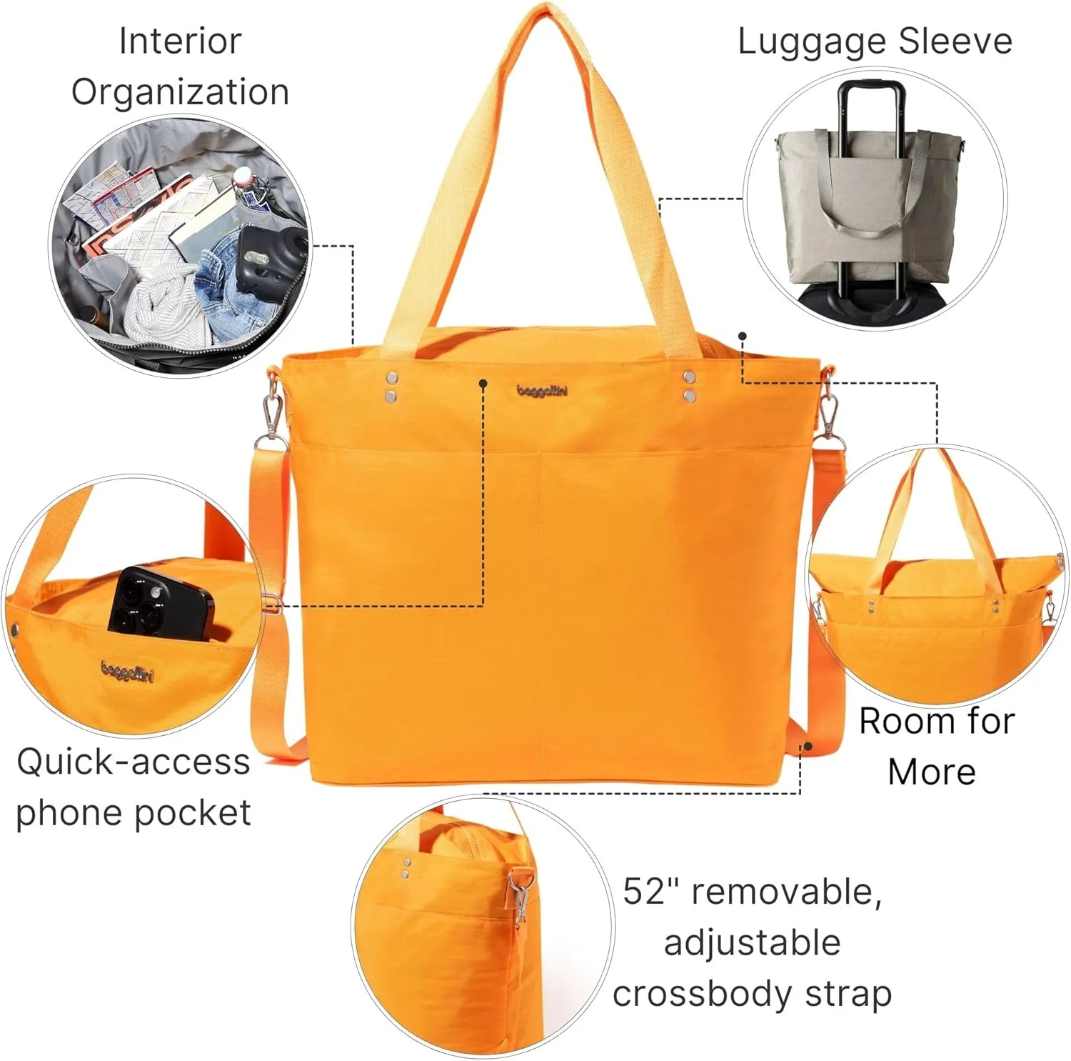 Large Carryall Tote Bag for Women - Lightweight Nylon Zipper Top Weekender Travel Beach Bag Personal Item w/Luggage Sleeve