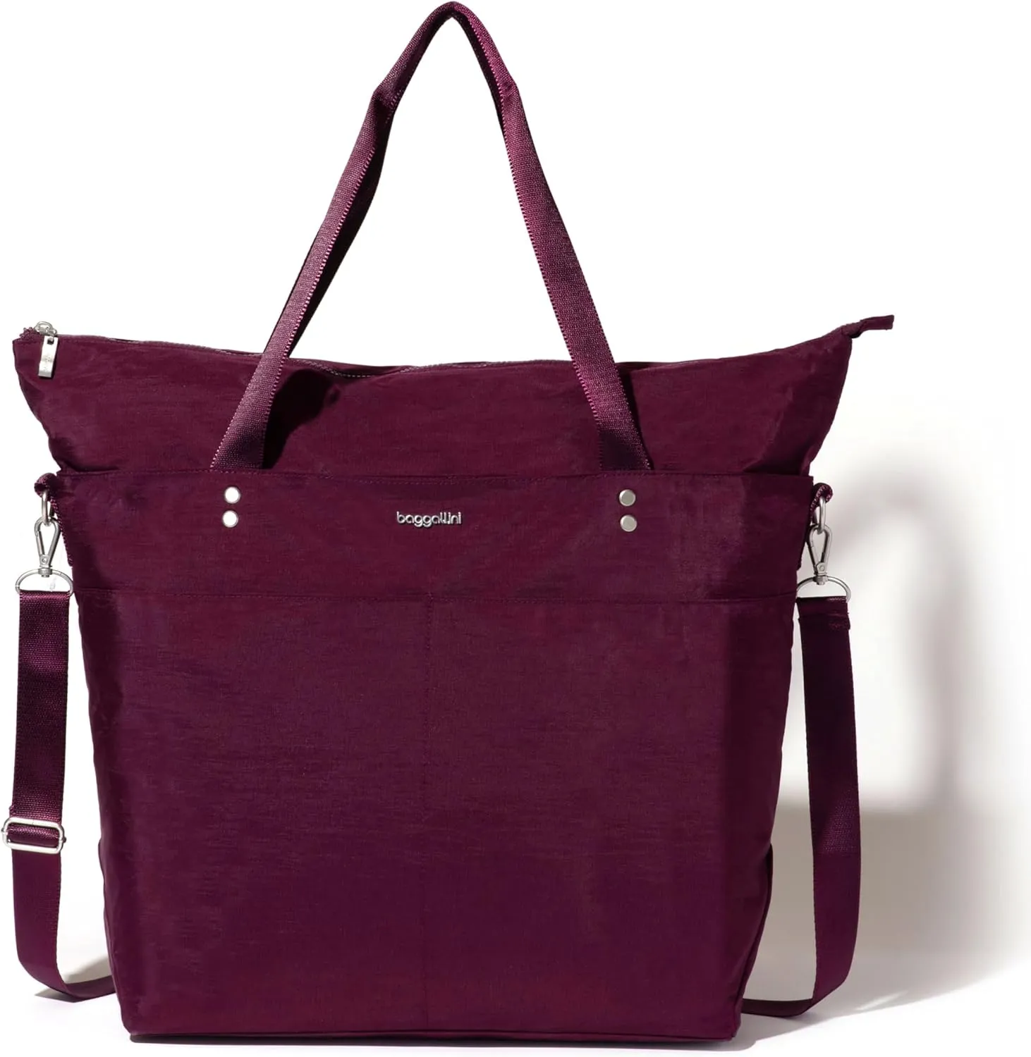 Large Carryall Tote Bag for Women - Lightweight Nylon Zipper Top Weekender Travel Beach Bag Personal Item w/Luggage Sleeve