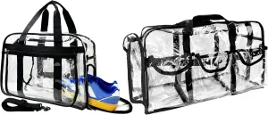 Large Clear Duffle Travel Gym Bag, Clear Tote Makeup Bag for Weekender, Travel, Overnight, Carry on Airplanes