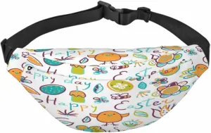 Large Crossbody Bag Waistpack Cute Chicken Dragonfly Flying Around Flowering Shrubs Leisure Sports Fanny Pack Zipper Bag for Running, Travel