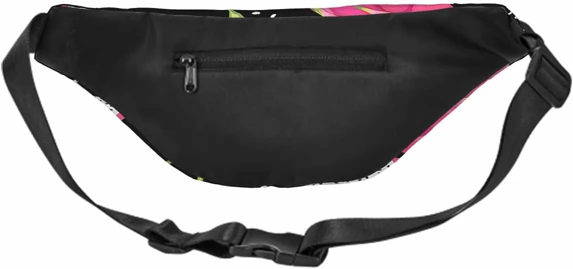 Large Crossbody Bag Waistpack Summer Romantic Tropical Fresh Dragon Fruits Pitaya Pink Leisure Sports Fanny Pack Zipper Bag for Running, Travel