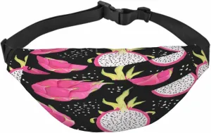 Large Crossbody Bag Waistpack Summer Romantic Tropical Fresh Dragon Fruits Pitaya Pink Leisure Sports Fanny Pack Zipper Bag for Running, Travel