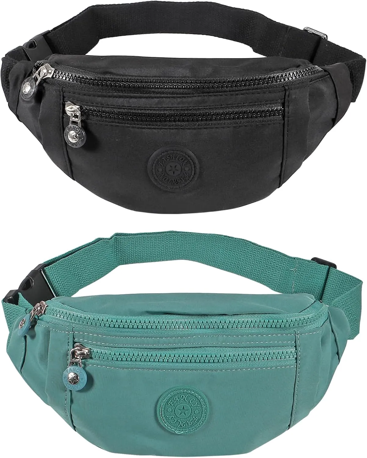 Large Crossbody Fanny Pack with 3-Zipper Pockets,Gifts for Enjoy Sports Festival Workout Traveling Running Casual Hands-Free Wallets Waist Pack Phone Bag Fits All Phones (black green)