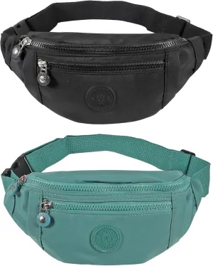 Large Crossbody Fanny Pack with 3-Zipper Pockets,Gifts for Enjoy Sports Festival Workout Traveling Running Casual Hands-Free Wallets Waist Pack Phone Bag Fits All Phones (black green)