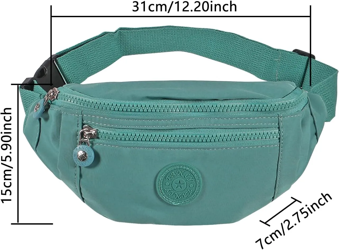 Large Crossbody Fanny Pack with 3-Zipper Pockets,Gifts for Enjoy Sports Festival Workout Traveling Running Casual Hands-Free Wallets Waist Pack Phone Bag Fits All Phones (black green)