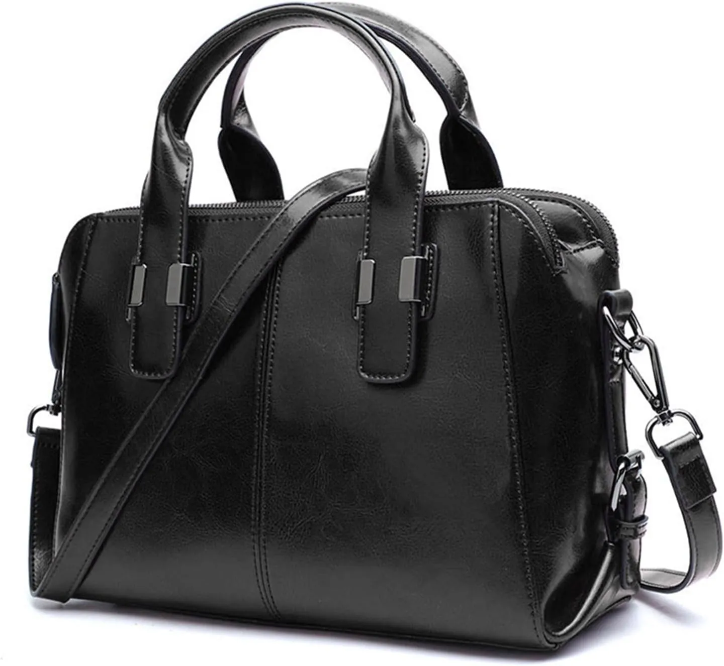 Large Leather Satchel Bag For Women Genuine Leather Handle Bag Work Tote Purse And Handbags With Triple Compartments