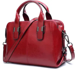 Large Leather Satchel Bag For Women Genuine Leather Handle Bag Work Tote Purse And Handbags With Triple Compartments