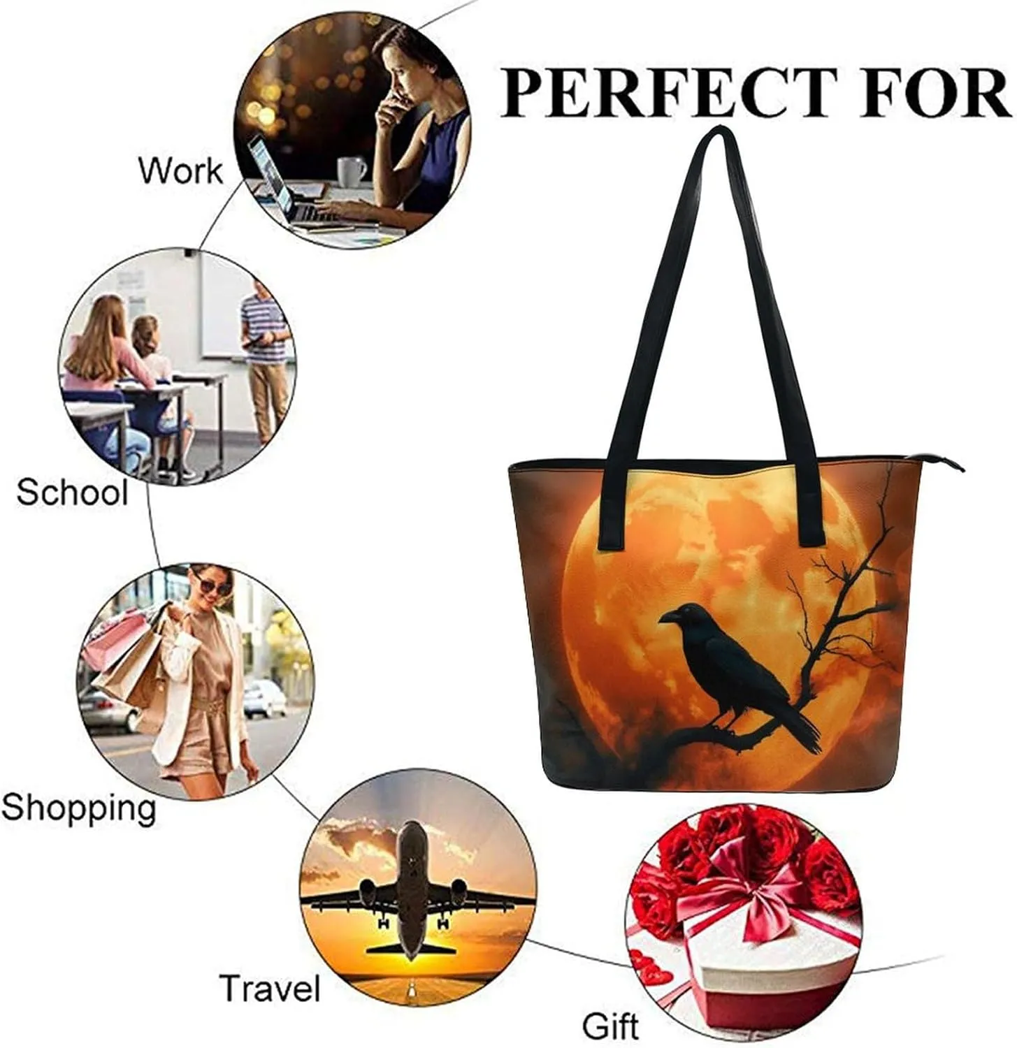 Large Leather Tote Bag Travel Work Daily Essentials Handbag For Women Men