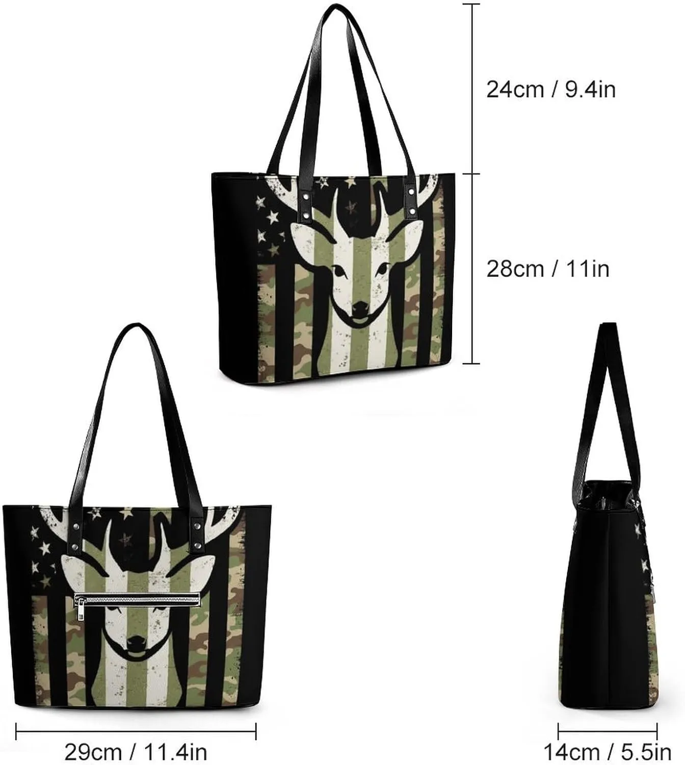 Large Leather Tote Bag Travel Work Daily Essentials Handbag For Women Men