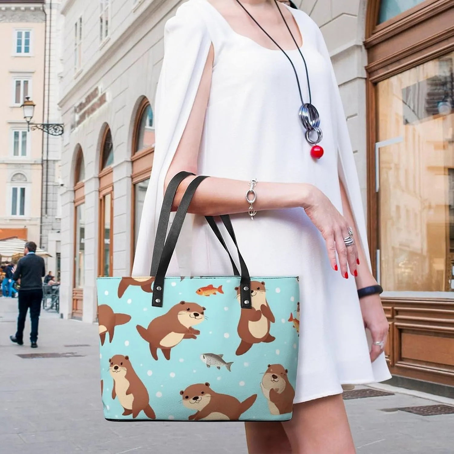 Large Leather Tote Bag Travel Work Daily Essentials Handbag For Women Men