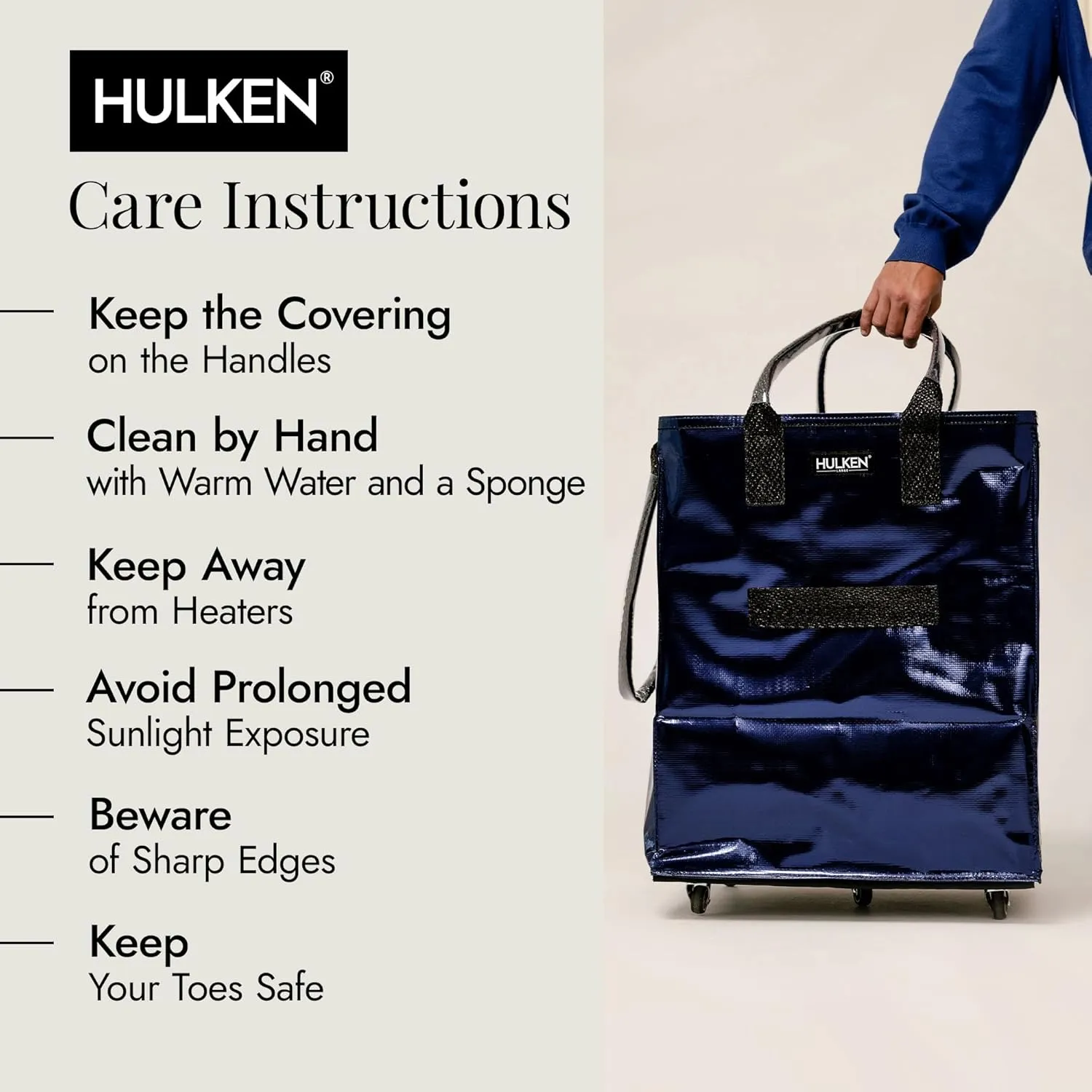 (Large, Midnight Blue) Reusable Grocery Bag On Wheels, Shopping Trolley, Rolling Tote, Zipper Closure, Lightweight, Carries Up to 66 lb, Folds Flat, Unbreakable Handles