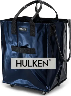 (Large, Midnight Blue) Reusable Grocery Bag On Wheels, Shopping Trolley, Rolling Tote, Zipper Closure, Lightweight, Carries Up to 66 lb, Folds Flat, Unbreakable Handles