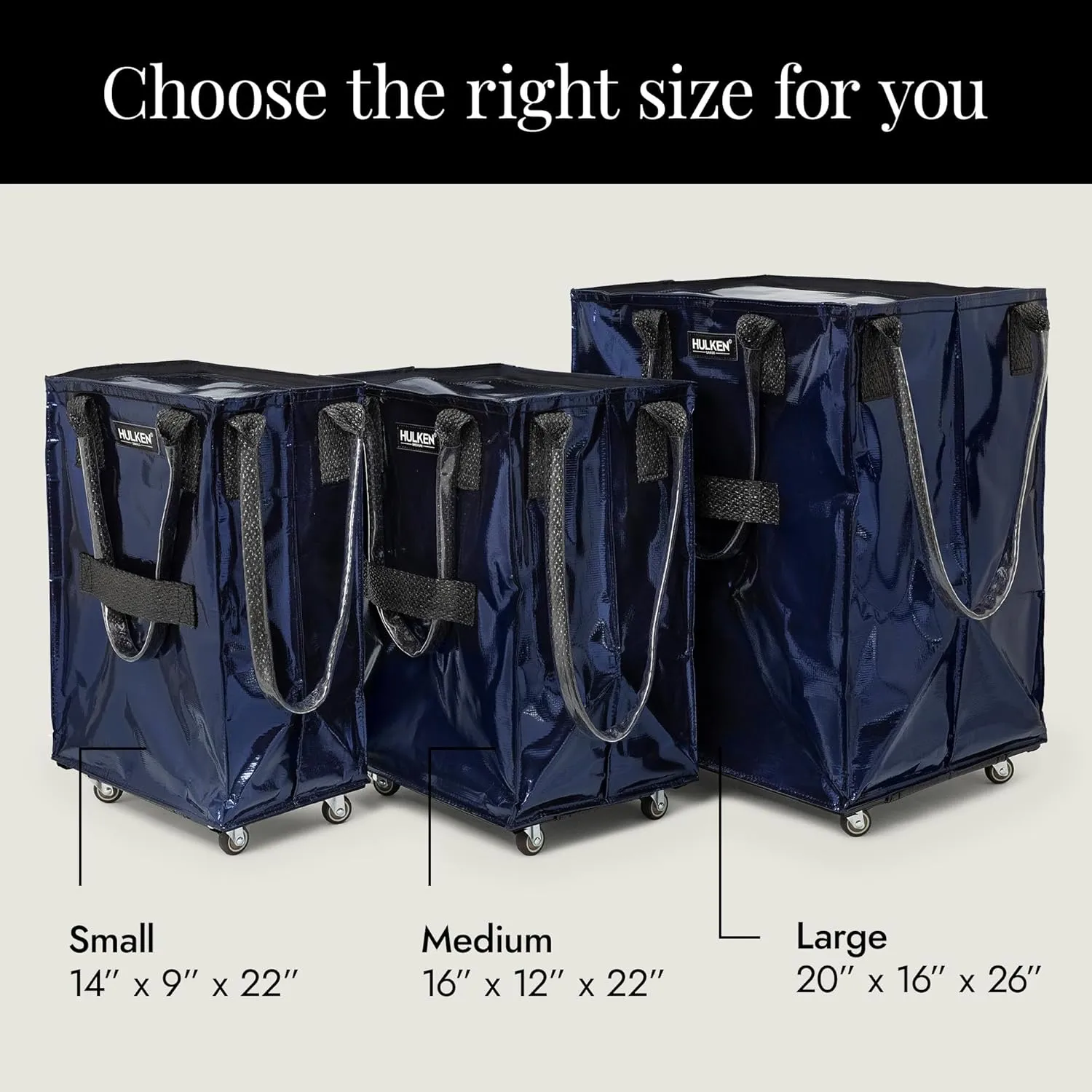 (Large, Midnight Blue) Reusable Grocery Bag On Wheels, Shopping Trolley, Rolling Tote, Zipper Closure, Lightweight, Carries Up to 66 lb, Folds Flat, Unbreakable Handles