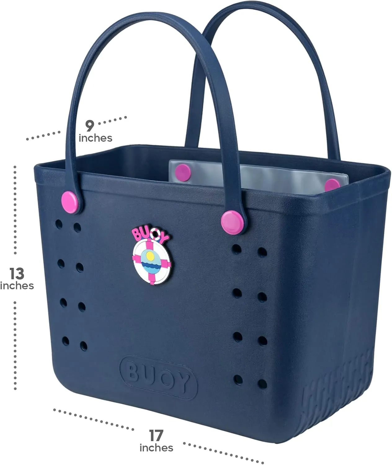Large Rubber Tote Bag With Waterproof Zipper Pocket | Easy To Clean EVA Rubber Beach Bag With Holes | Beach Bags For Women